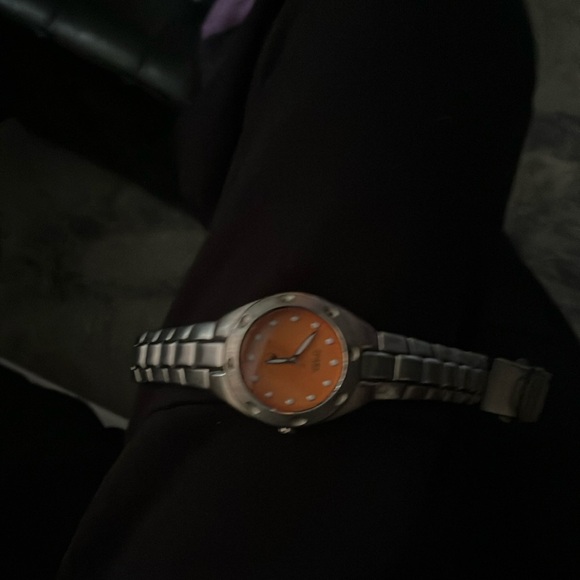 Silver Watch with Orange Dial - Picture 1 of 3